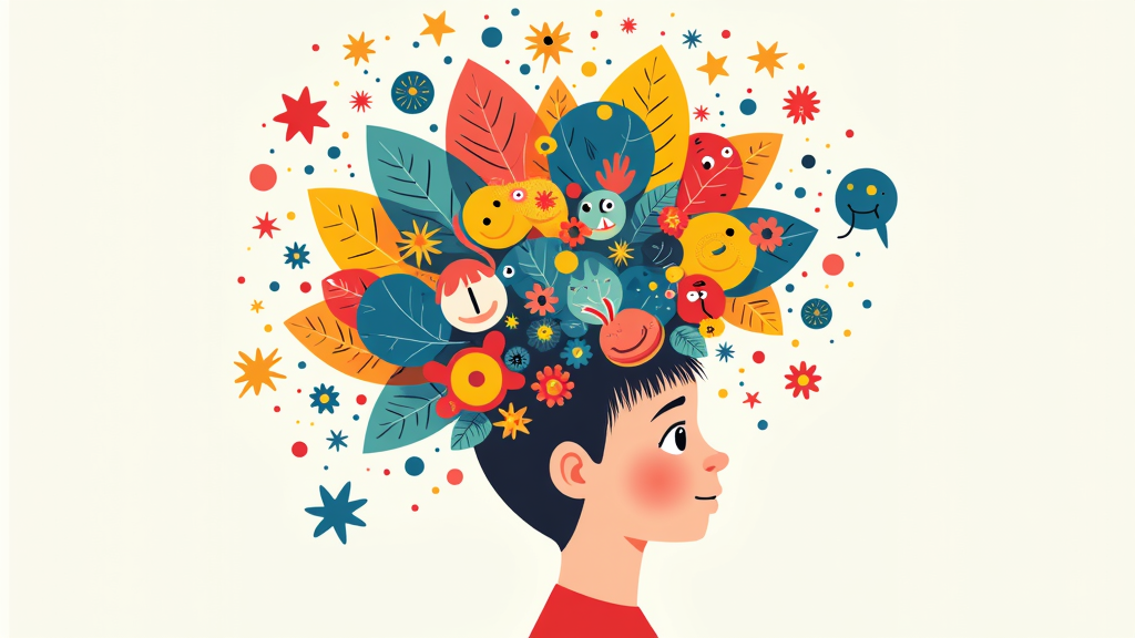 colorful childlike abstract illustration representing the mind