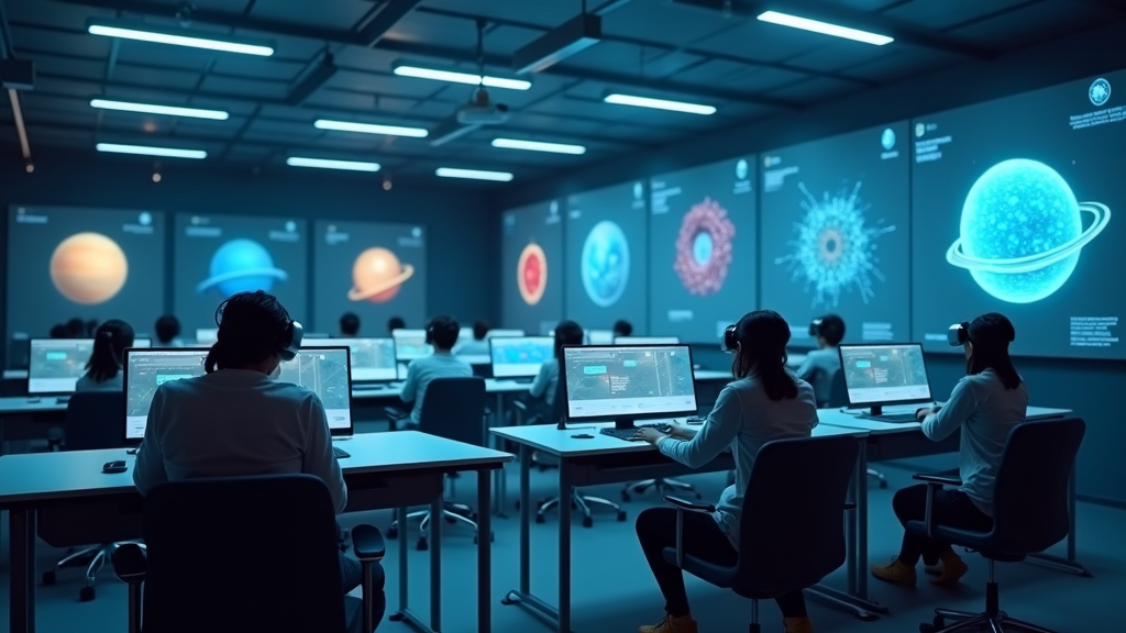 virtual reality in education - VR headset and digital classroom
