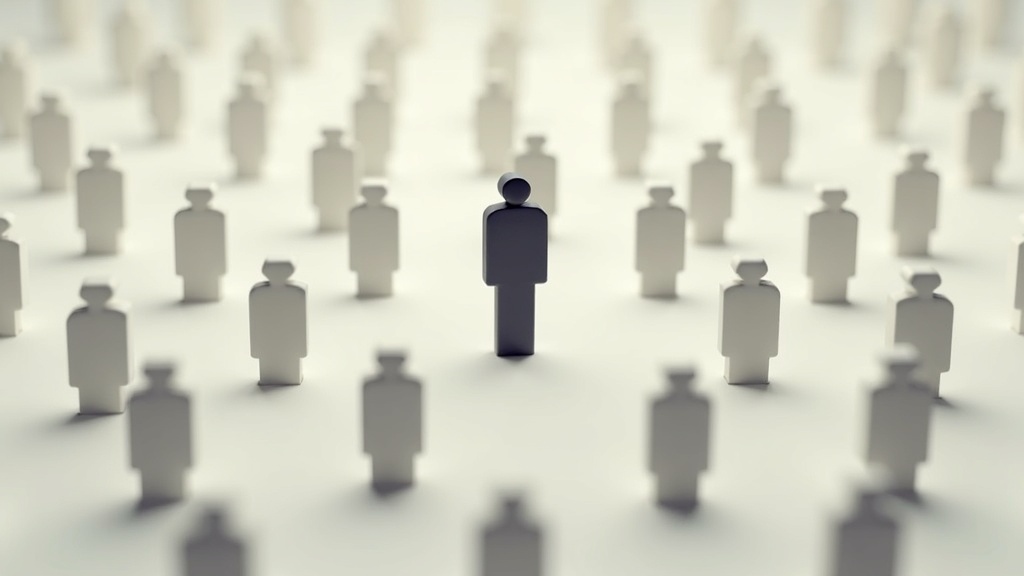 A symbolic image representing the concept of peer pressure, with one object surrounded by many similar objects, creating a sense of influence or pressure.