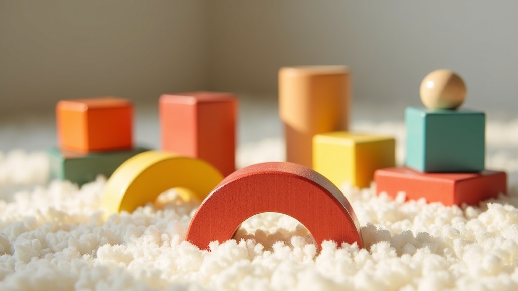 Melissa & Doug Wooden Blocks colorful set on carpet